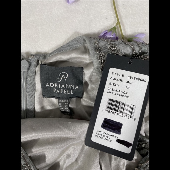 NWT Adrianna Papell Beaded‎ Embellished Mermaid Gown in Blue Mist [SZ 16 ] - Picture 3 of 10